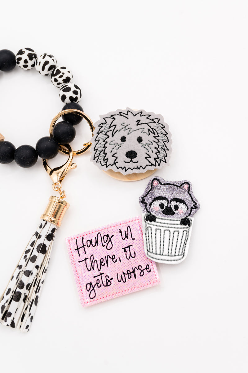 Cow Bead Interchangeable Wristlet Keychain