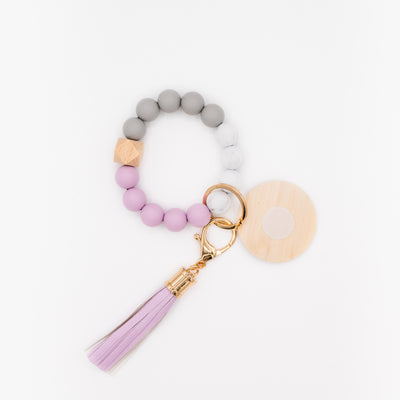Lilac Bead Interchangeable Wristlet Keychain