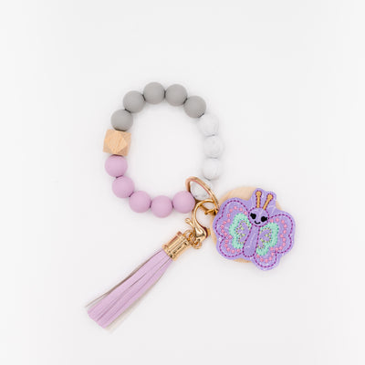Lilac Bead Interchangeable Wristlet Keychain