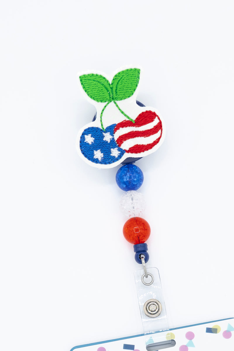 Stars & Stripes Cherries // Badge Buddy