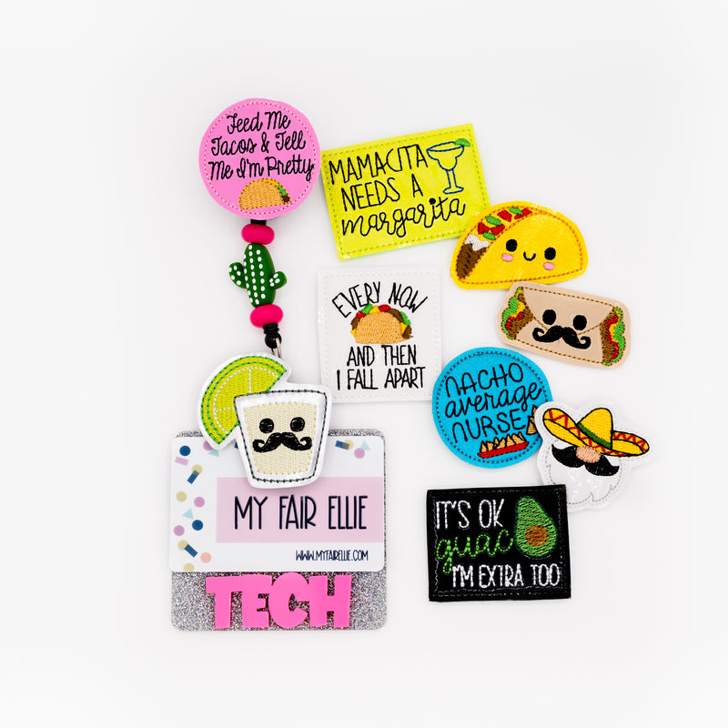 Burrito // Margarita // Feed me Tacos // Badge Buddy