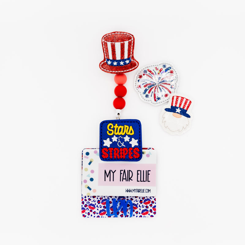 SALE!! Fireworks // Stars and Stripes // Badge Buddy