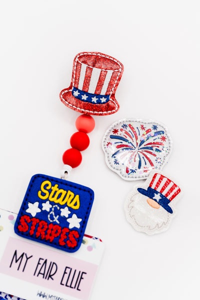 SALE!! Fireworks // Stars and Stripes // Badge Buddy