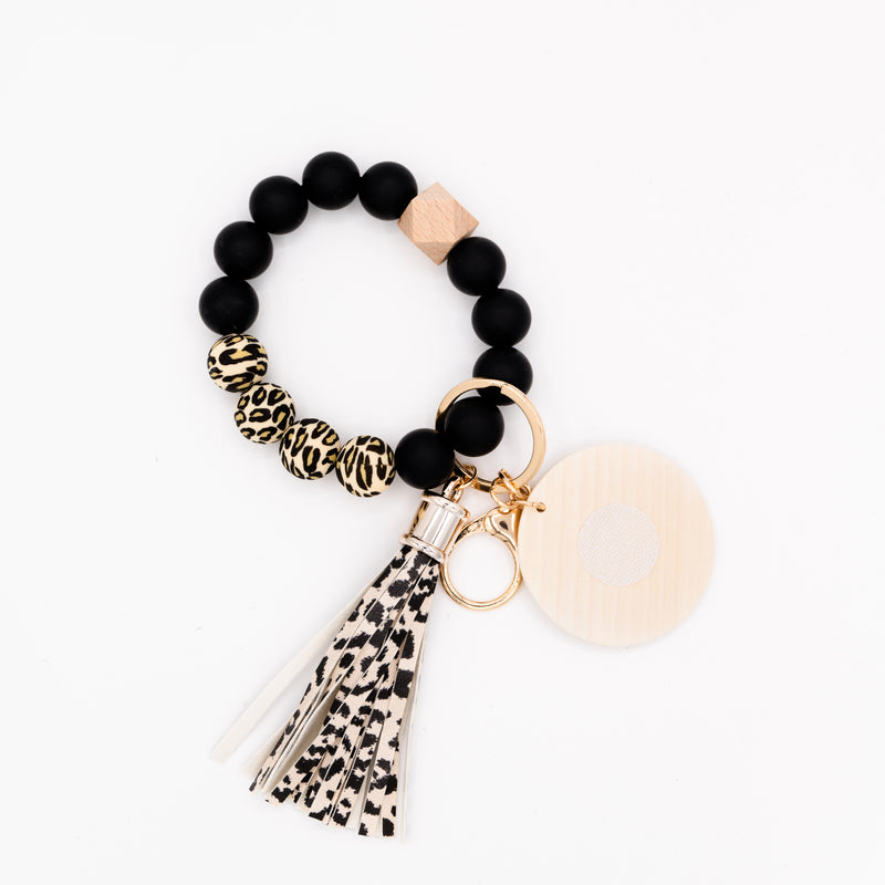 Leopard Bead Interchangeable Wristlet Keychain