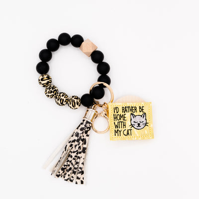 Leopard Bead Interchangeable Wristlet Keychain