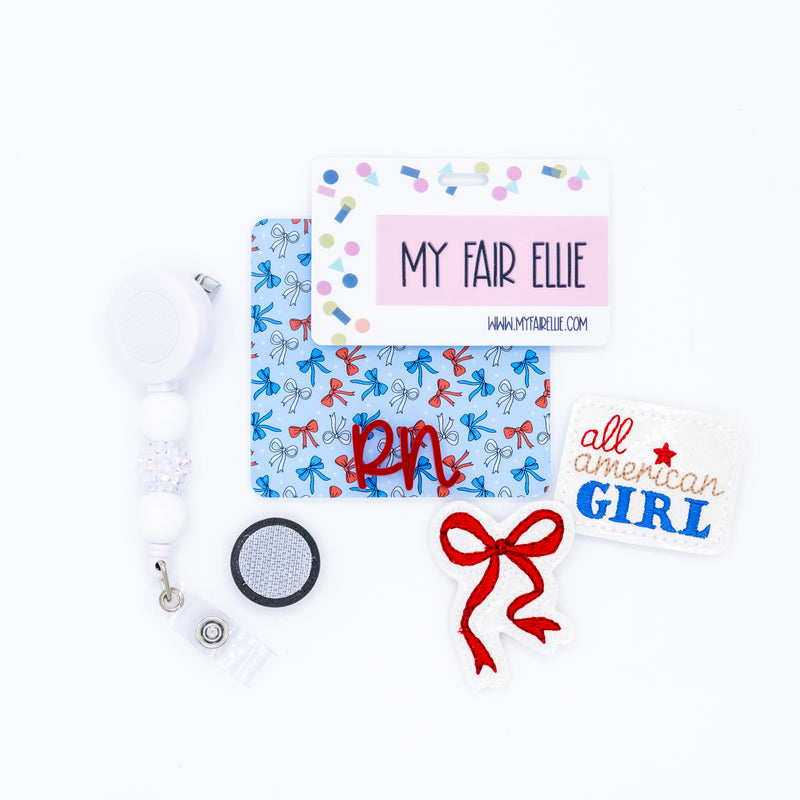 Patriotic Bows Backer with Red Metallic Cake Pop Font // 2-4 Week Turnaround Time