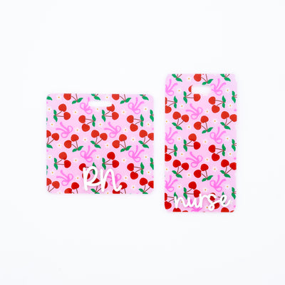 Heart Cherries & Bows Backer with White Cake Pop Font // 2-4 Week Turnaround Time