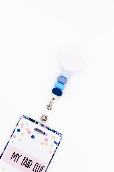 Skinny Blue Ombre Silicone Bead Reel ONLY! // White Badge Reel Base