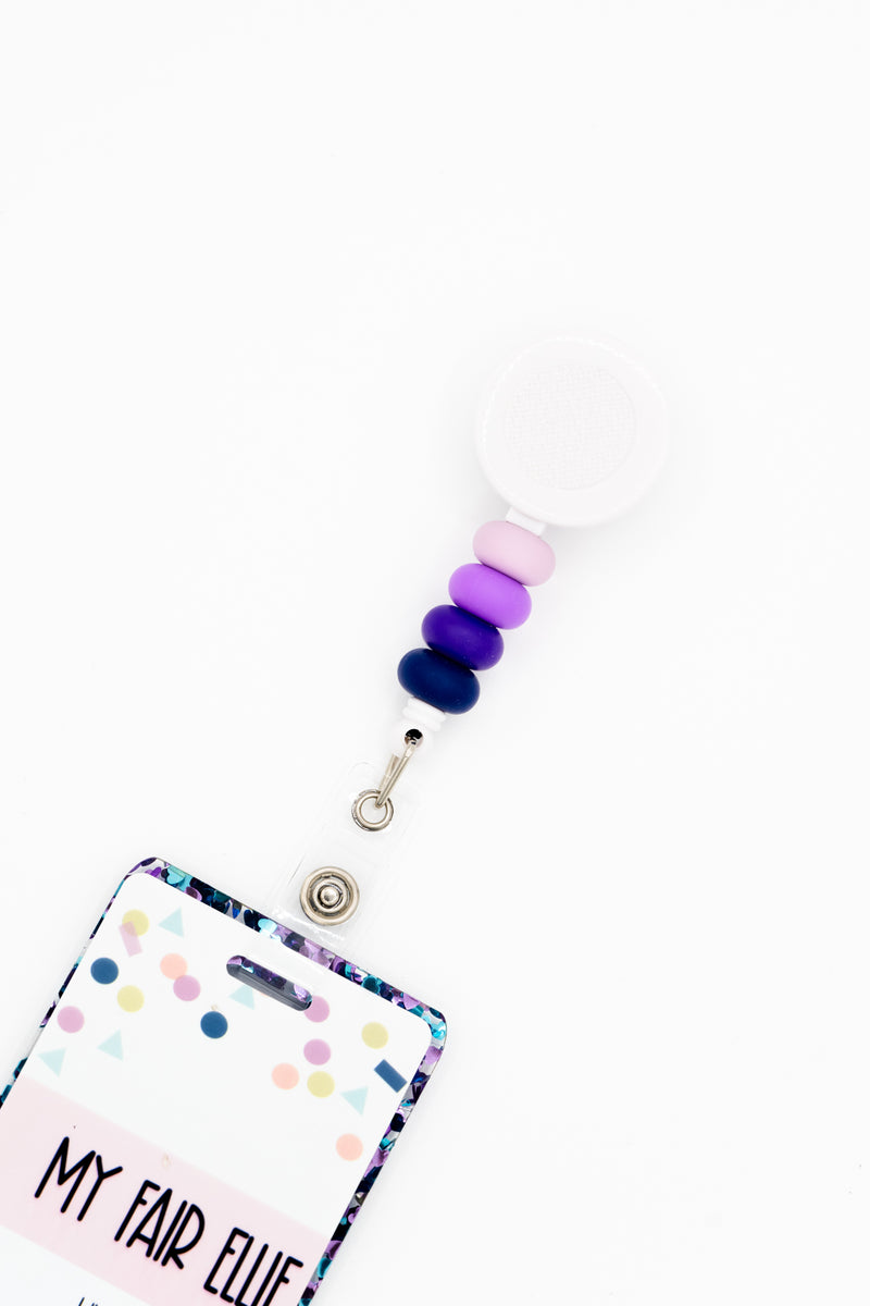 Skinny Purple Ombre Silicone Bead Reel ONLY! // White Badge Reel Base