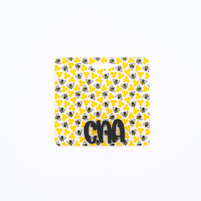Honey Bees with Black Peachy Font // Badge Backer // 2-4 Week Turnaround Time
