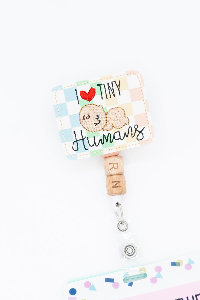 I Love Tiny Humans // Labor and Delivery // NICU // Checkered // Badge Buddy