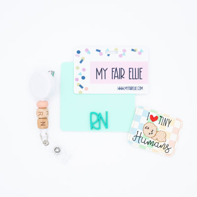 I Love Tiny Humans // Labor and Delivery // NICU // Checkered // Badge Buddy