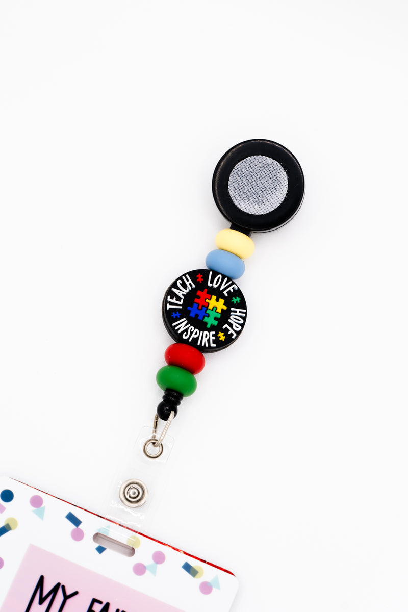 Love Hope Teach Inspire Silicone Bead Reel ONLY! // Black Badge Reel Base