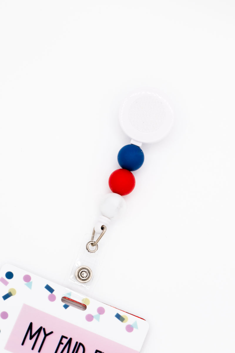 Round Red/Round White/Round Blue Silicone Bead Reel ONLY! // White Badge Reel Base