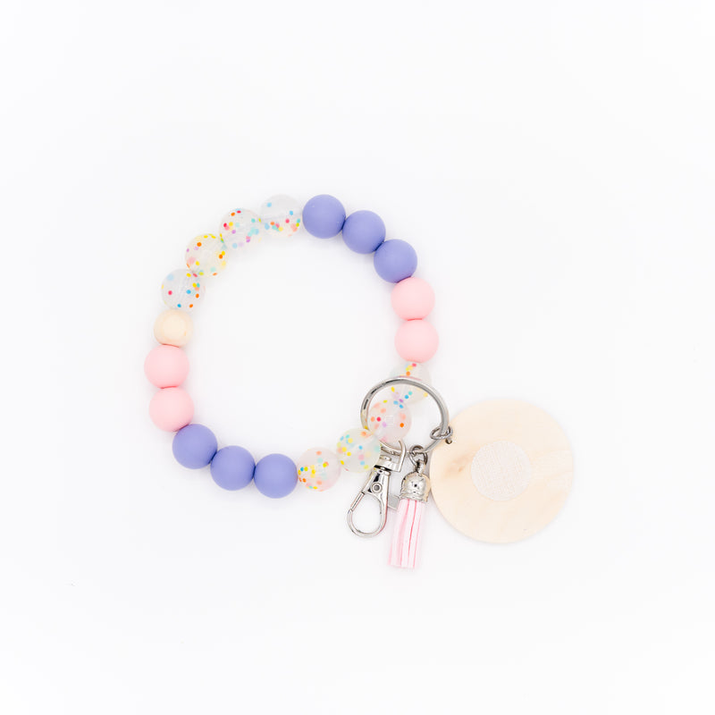 Pastel Clear Dot Interchangeable Wristlet Keychain