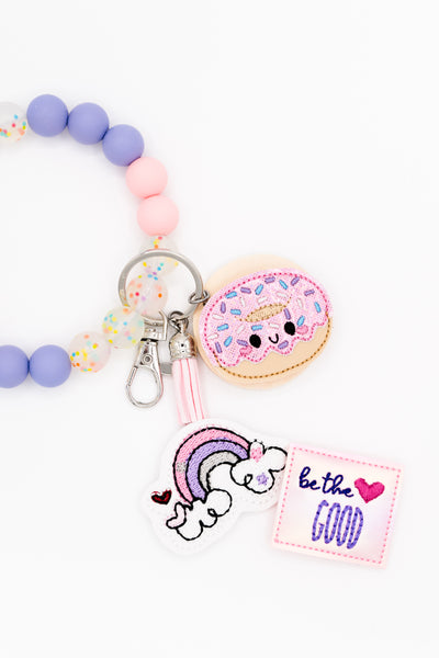 Pastel Clear Dot Interchangeable Wristlet Keychain