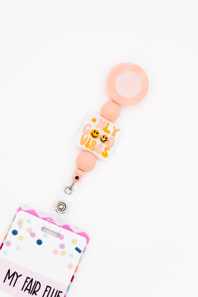 Only Good Vibes Silicone Bead Reel ONLY! // Peach Badge Reel Base