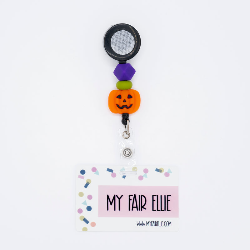 Purple Geo/Flat Green/Orange Pumpkin // Black Badge Reel Base // Halloween