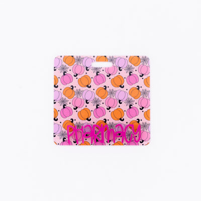 Pink Pumpkin Backer with Magenta Metallic Karoline Font  // 2-4 Week Turnaround Time