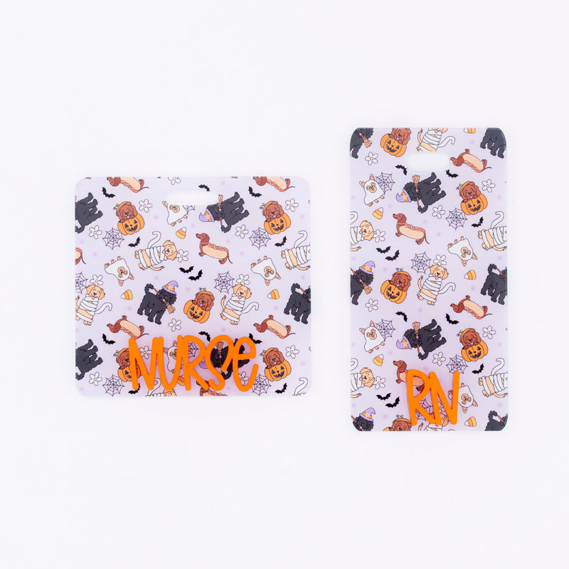 Halloween Dogs Backer with Orange Metallic Karoline Font  // 2-4 Week Turnaround Time
