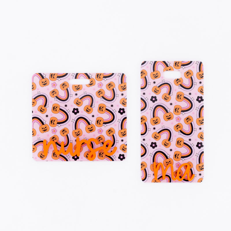 Halloween Rainbows Backer with Orange Metallic Cake Pop Font  // 2-4 Week Turnaround Time