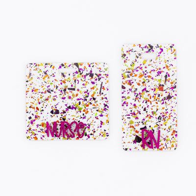 Monster Flake Backer with Magenta Metallic Karoline Font  // 2-4 Week Turnaround Time