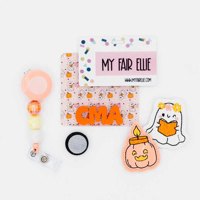 Ghost Reading Books Backer with Orange Metallic Cool Vibes Font  // 2-4 Week Turnaround Time