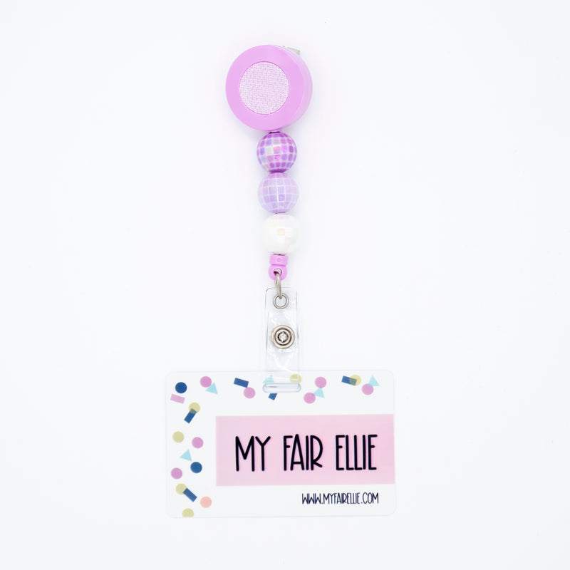Purple/Purple/Purple Disco Bead Reel ONLY! // White Badge Reel Base