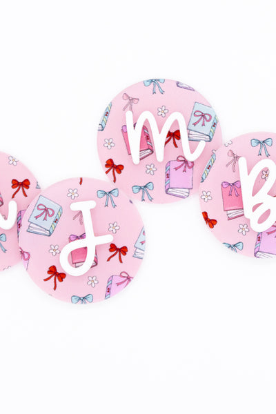 Books & Bows Monogram Buddy // Acrylic Badge Buddy