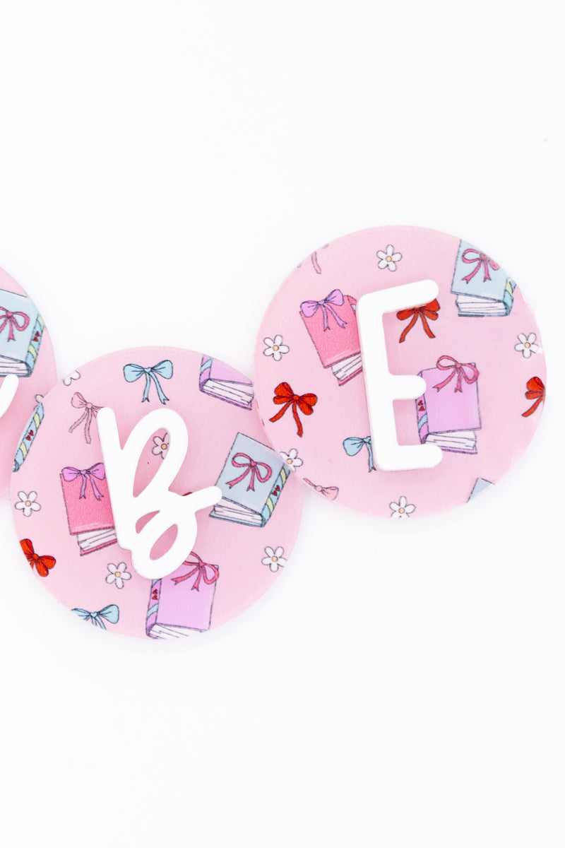 Books & Bows Monogram Buddy // Acrylic Badge Buddy