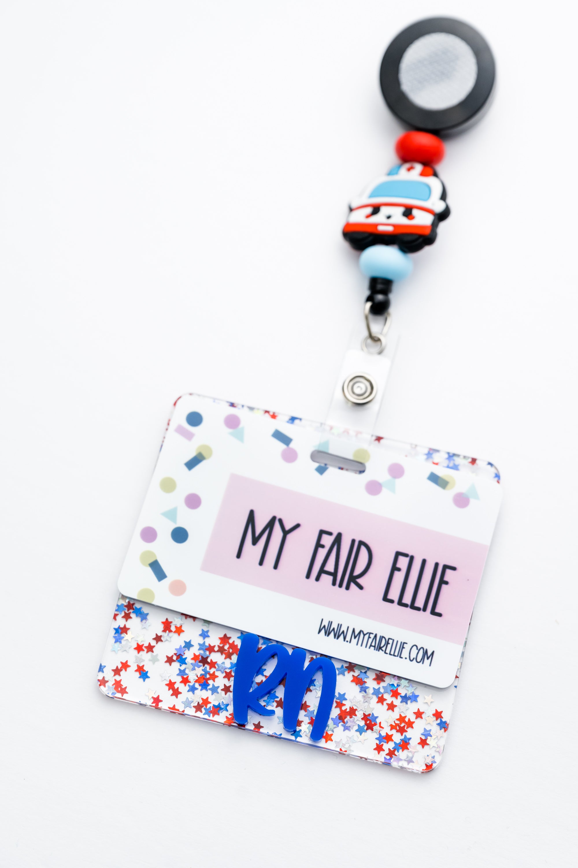 Patriotic Stars with Blue Peachy Font // Badge Backer // 2-4 Week Turn ...