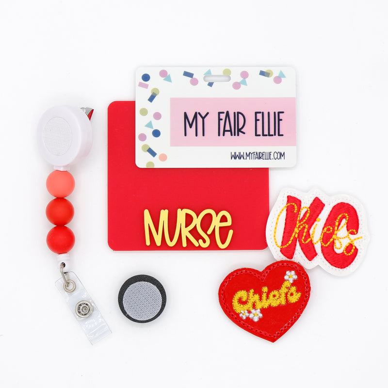 Chiefs Red Matte Backer with Yellow Metallic Karoline Font  // 2-4 Week Turnaround Time