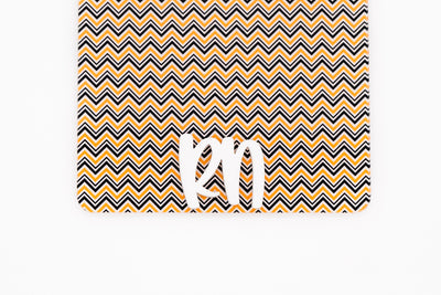 Halloween Chevron with Peachy White Text // Badge Backer // 2-4 Week Turnaround Time