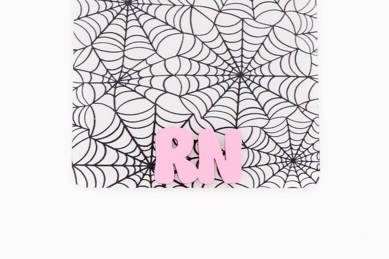 Spider Web Halloween with Cool Vibes Pink Text // Badge Backer // 2-4 Week Turnaround Time