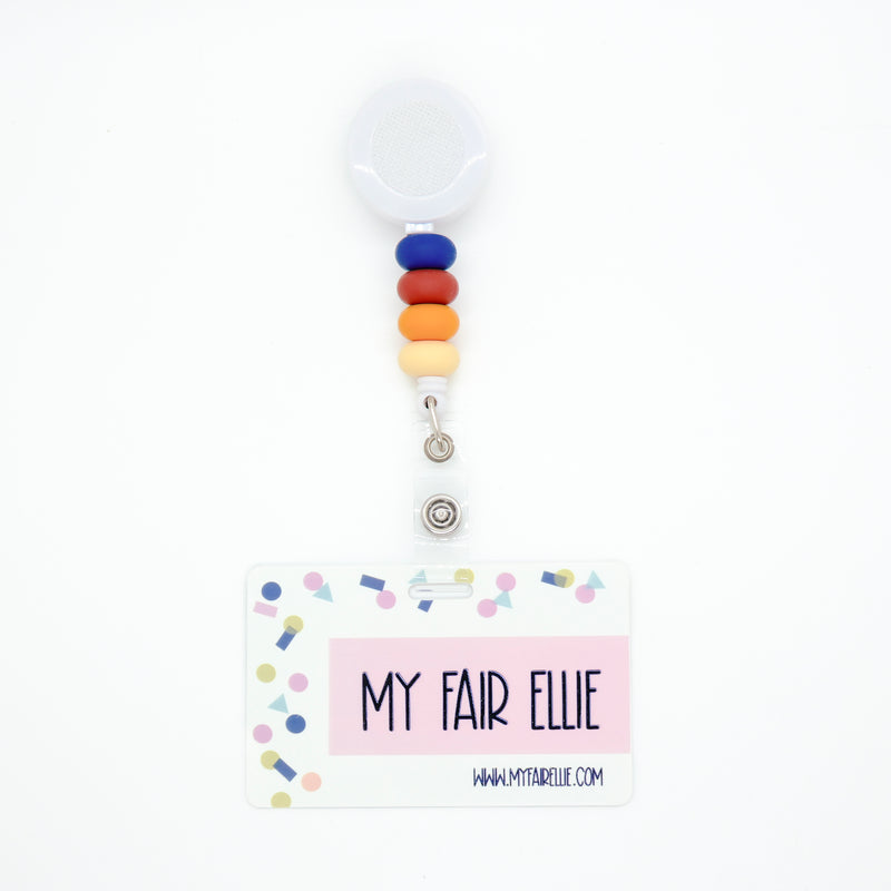 Sunset Skinny Navy/Red/Orange/Yellow Bead Reel ONLY! // White Badge Reel Base