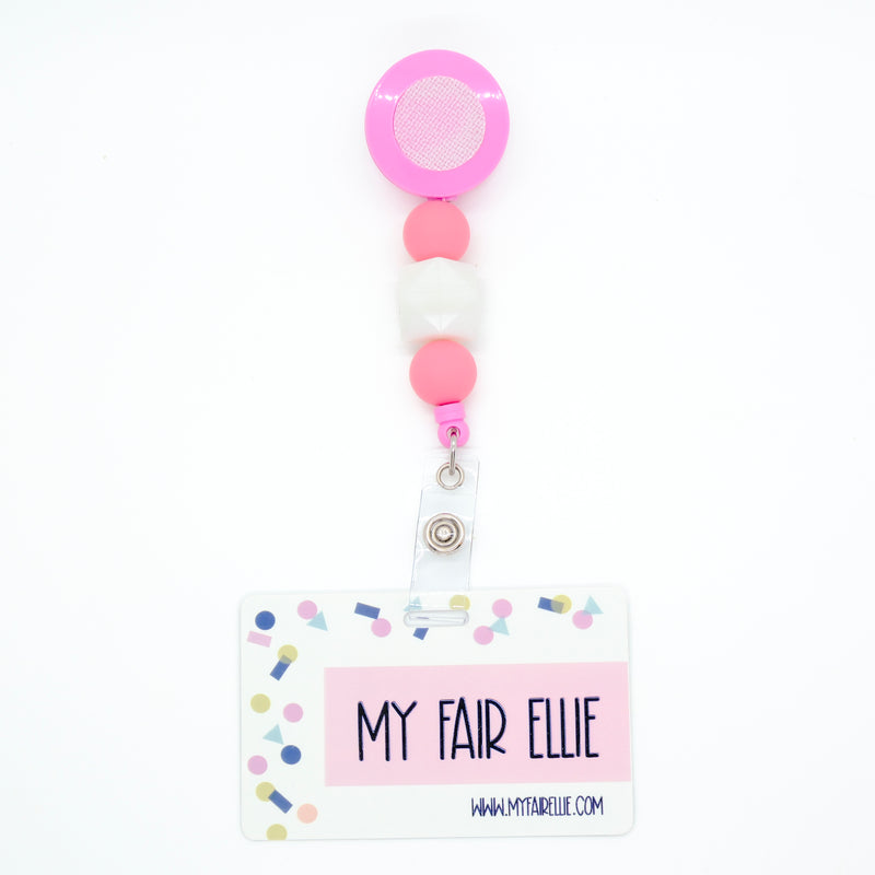 Round Bubblegum/Pearl Geo/Round Round Bubblegum Bead Reel ONLY! // Pink Badge Reel Base