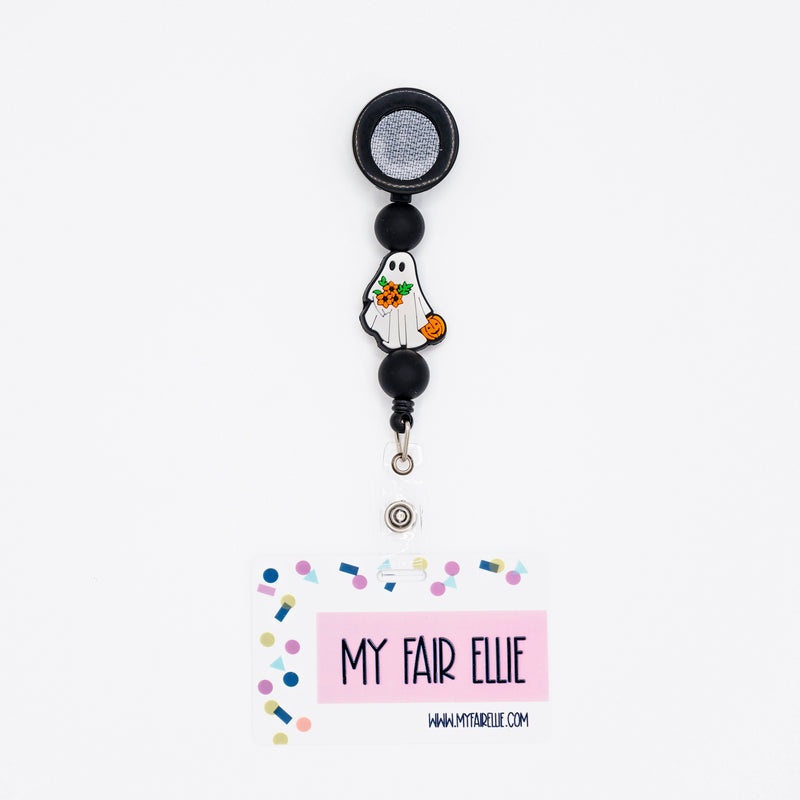 Round Black/Ghost Holding Flowers and Bucket/Round Black // Black Badge Reel Base // Halloween