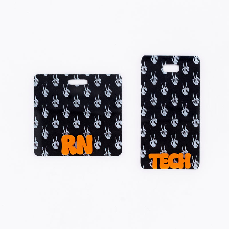 Skeleton Hands Backer with Orange Matte Cool Vibes Font  // 2-4 Week Turnaround Time