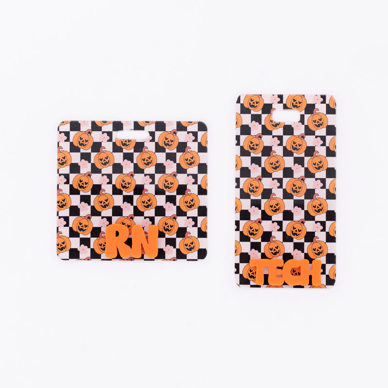Jack O Lantern Checkered Backer with Orange Matte Cool Vibes Font  // 2-4 Week Turnaround Time