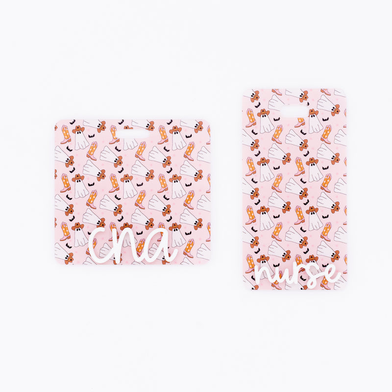 Pink Cowgirl Ghosts Backer with White Cake Pop Font  // 2-4 Week Turnaround Time