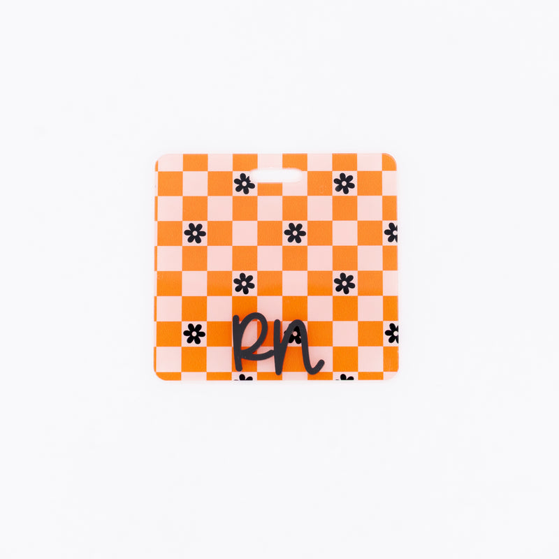 Orange Checkered Backer with Black Cake Pop Font  // 2-4 Week Turnaround Time