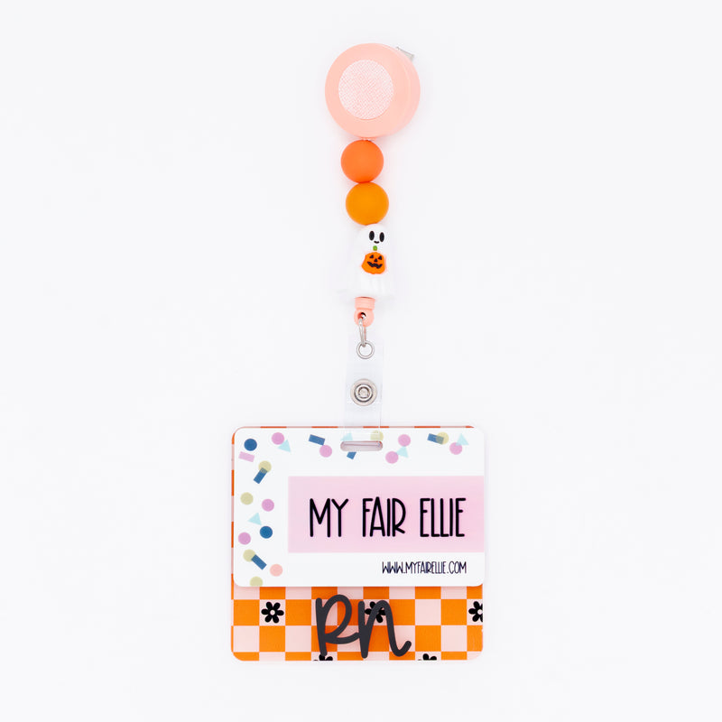 Orange Checkered Backer with Black Cake Pop Font  // 2-4 Week Turnaround Time