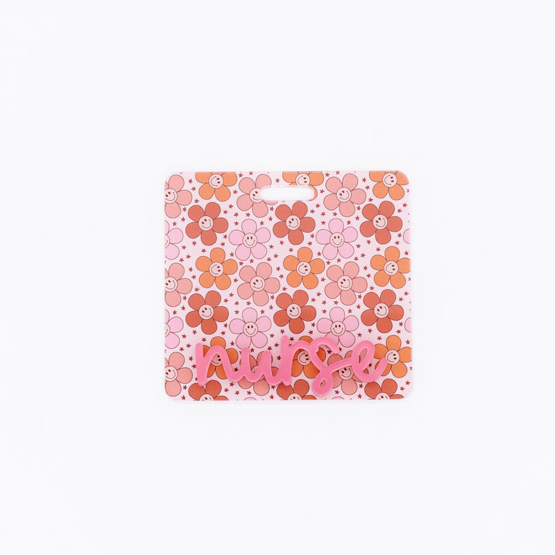 Fall Smile Daisy Backer with Light Pink Metallic Cake Pop Font  // 2-4 Week Turnaround Time