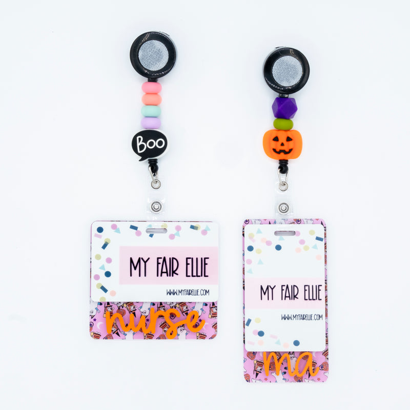 Blue Dog Sisters Halloween Backer with Orange Metallic Cake Pop Font // 2-4 Week Turnaround Time