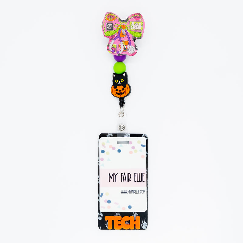 Halloween Stamp Print Vinyl Stethoscope Bow // Halloween // Spooky Season