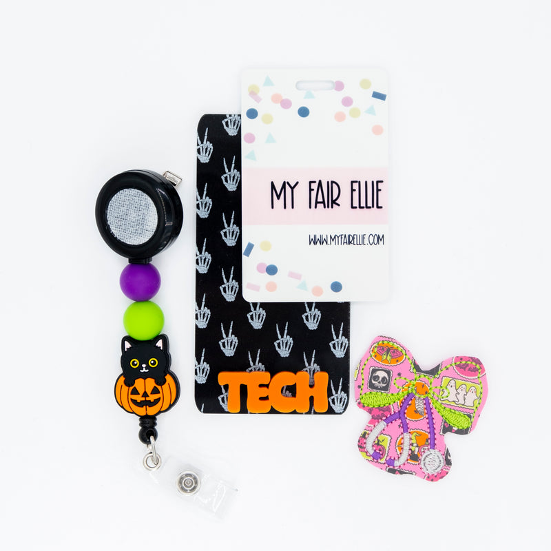 Halloween Stamp Print Vinyl Stethoscope Bow // Halloween // Spooky Season