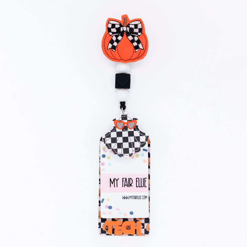 Black & White Checkers Ghost & Pumpkin // Halloween // Spooky Season