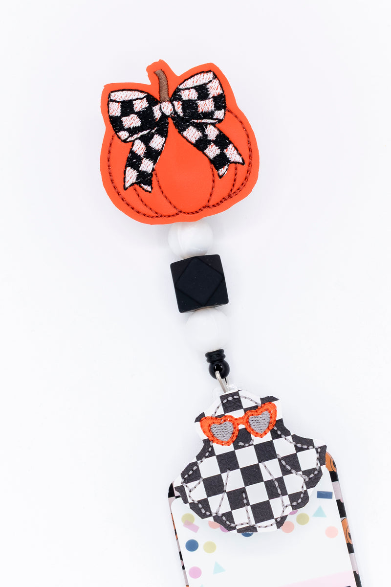 Black & White Checkers Ghost & Pumpkin // Halloween // Spooky Season