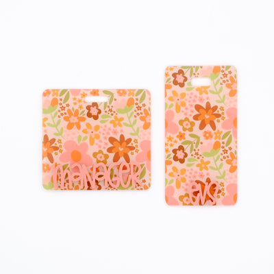 Fall Floral Backer with Coral Karoline Font  // 2-4 Week Turnaround Time