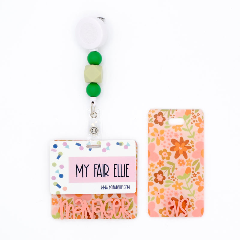 Fall Floral Backer with Coral Karoline Font  // 2-4 Week Turnaround Time